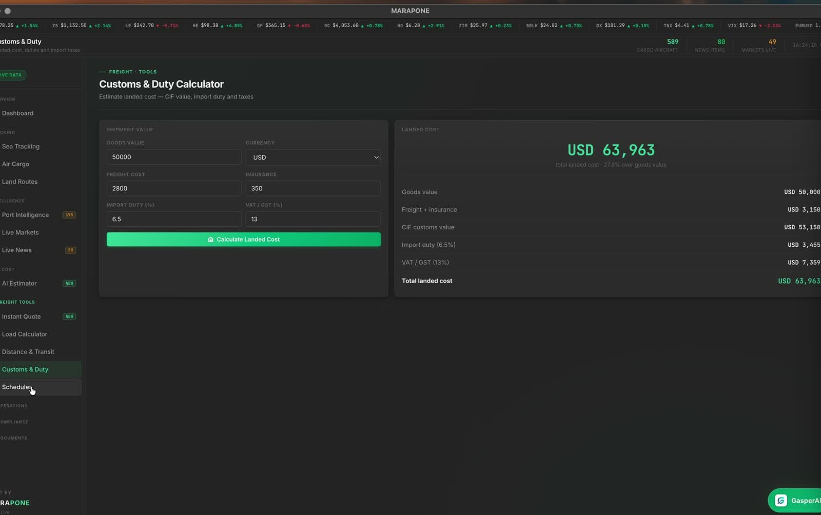 Customs & duty calculator