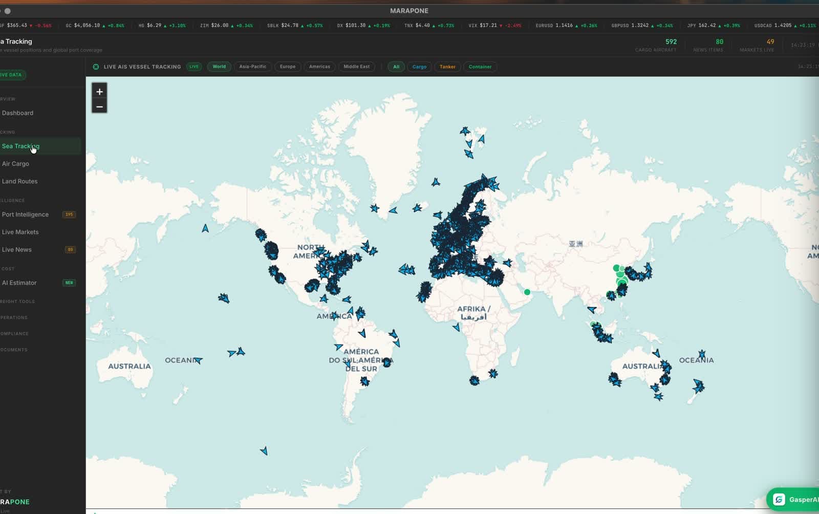 Live vessel tracking
