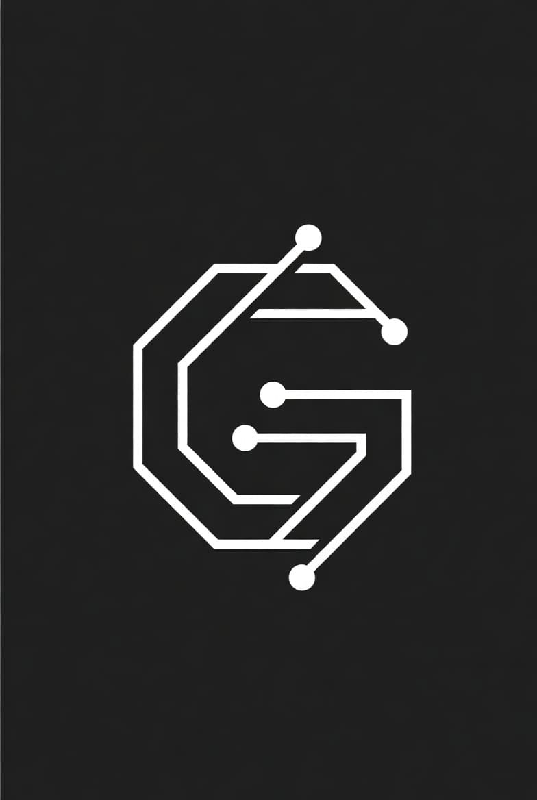 The supplied brand master — white circuit-G monogram on charcoal